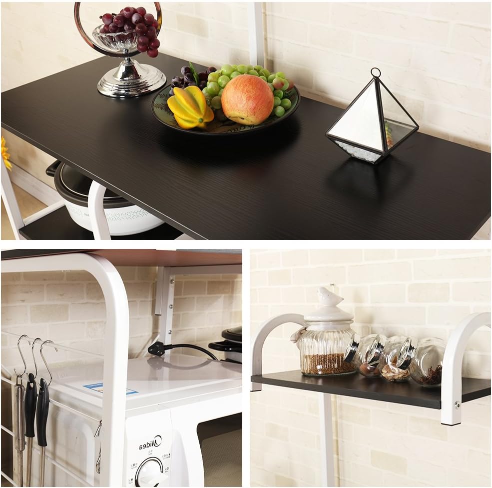 SogesPower Kitchen Baker's Rack 3-Tier+4-Tier Microwave Stand Storage Rack, Black - Standing Baker's Racks