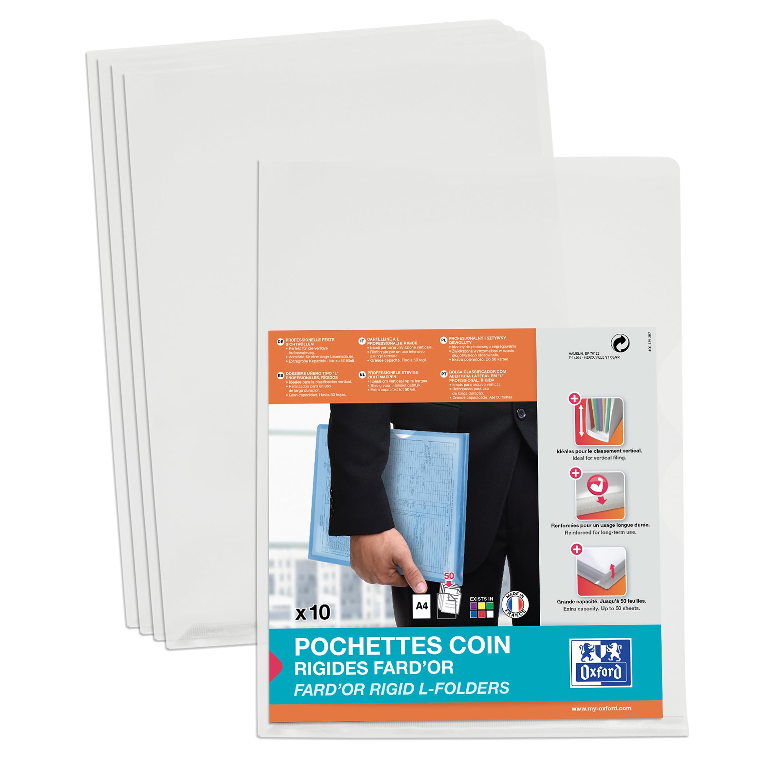 Elba Fard'or Corner-Opening Document Sleeves 14/100 PVC Pack of 10