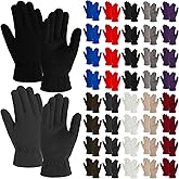 Chicingyou 40 Pairs Winter Fleece Gloves Bulk for Men Women, Multi-color Warm Stretchy Comfort Gloves for Homeless, Christmas, Outdoor Sports Supplies