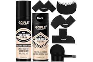 WOZUTUNT Hair Thickening Fibers&Pump Applicator Set Professional Hair Styling Set- Hair Fibers Barber Enhancement Spray for Mens Hair&Beard- Hairline Enhancer & Volumizing Spray Barber Enhancement Card(Black)