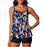 Summer Mae Plus Size Swimsuits for Women Two Piece Tankini Sets Tummy Control Bathing Suit Swimwear with Shorts