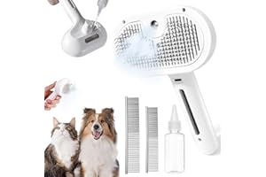 MNQAXZ Cat Steam Brush, Pet Spray Comb Steaming Brush for Pets Remove Static Flying Hair Pet Grooming Brush Self Cleaning Pet Brush Suitable for Long and Short Hair Dogs Cats Rechargeable