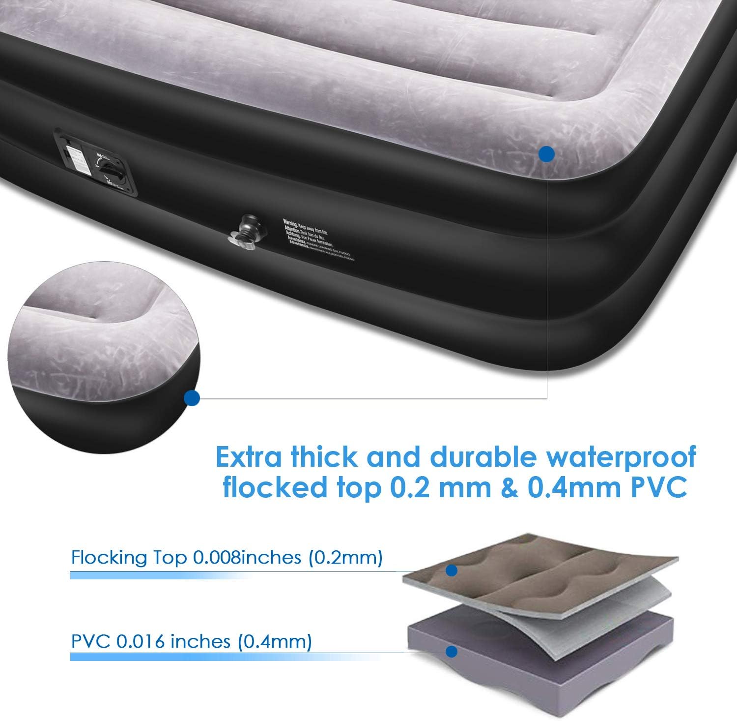 Flocked Top Airbed for Home SPREEY Twin Size Air Mattress with Builtin
