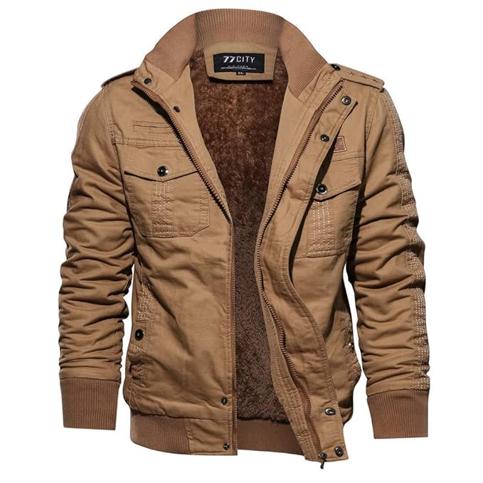 Riou Herren Bomberjacke Winterjacke Winter Baumwolle Militär Jacken Pocket Tactical Verdicken Übergangs Mäntel Draussen Windb