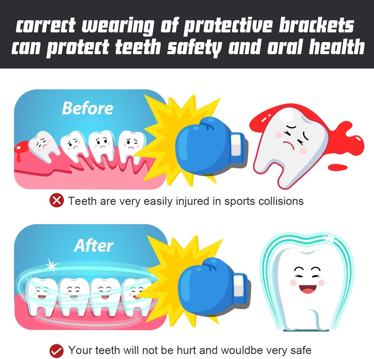 Vanmor Sports Mouth Guard, 6 Pack Youth Mouthguard for Youth Adults Double Colored Gum Shield with Free Box for Football Basketball Boxing MMA Hockey : Sports & Outdoors