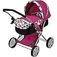 Hauck Pink Dot Doll Pram with Retractable Large Canopy, Shopping Basket & Removable Carry Cot, converts to a Bed