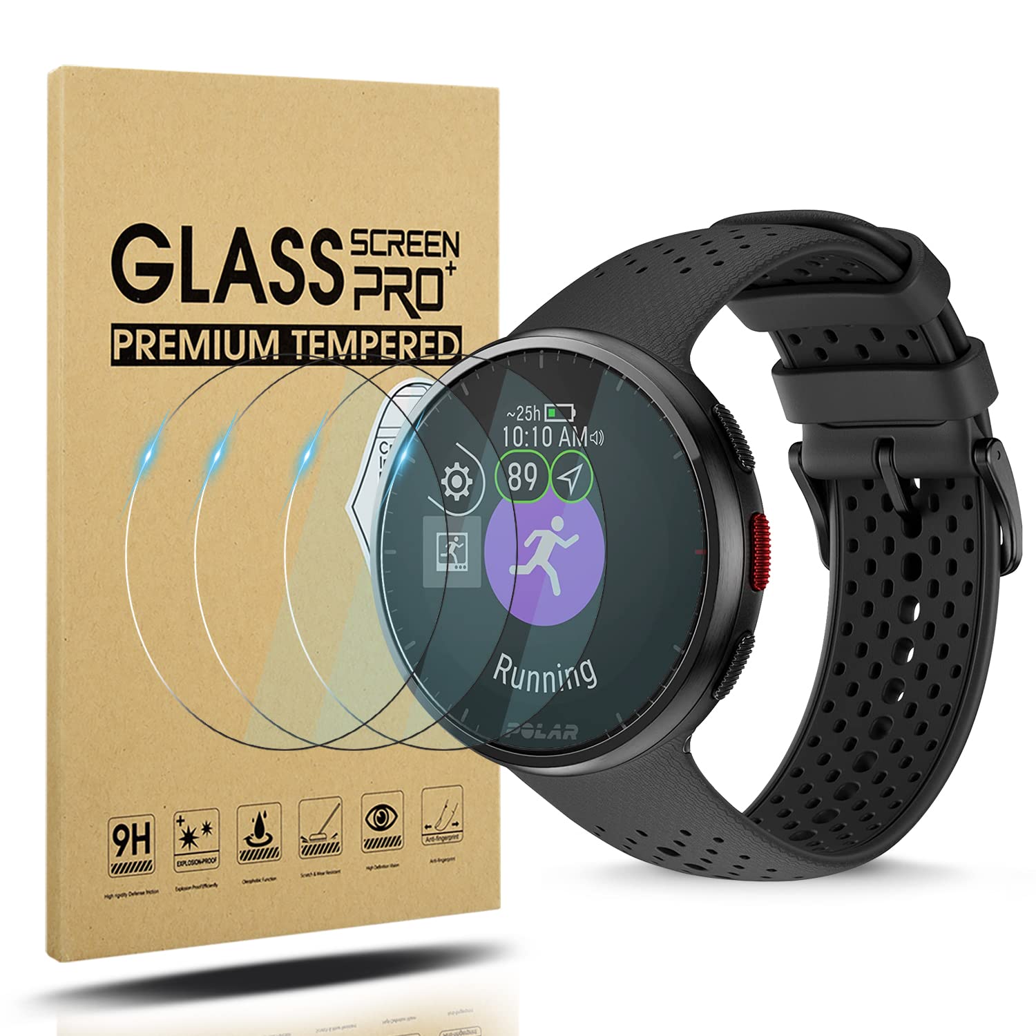 Diruite 3-Pack Screen Protector Compatible with Polar Pacer Pro Screen Protector, HD Anti-Scratch No-Bubble Tempered Glass Protective Film[2.5D,9H Hardness]