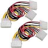 SJZBIN 4 Pin Y-Splitter IDE Extension Adapter 2PCS 20cm/7.9inch 4-Pin Molex Male to Dual Female D-Type Power Cables for Compu