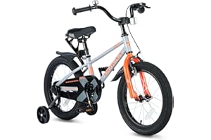 UOKAA Kids Bike - 14 Inch & 16 Inch for Boys & Girls, Hand & Foot Brake, Adjustable Seat, Easy to Ride for Ages 3-7, Kids Bike with Training Wheels
