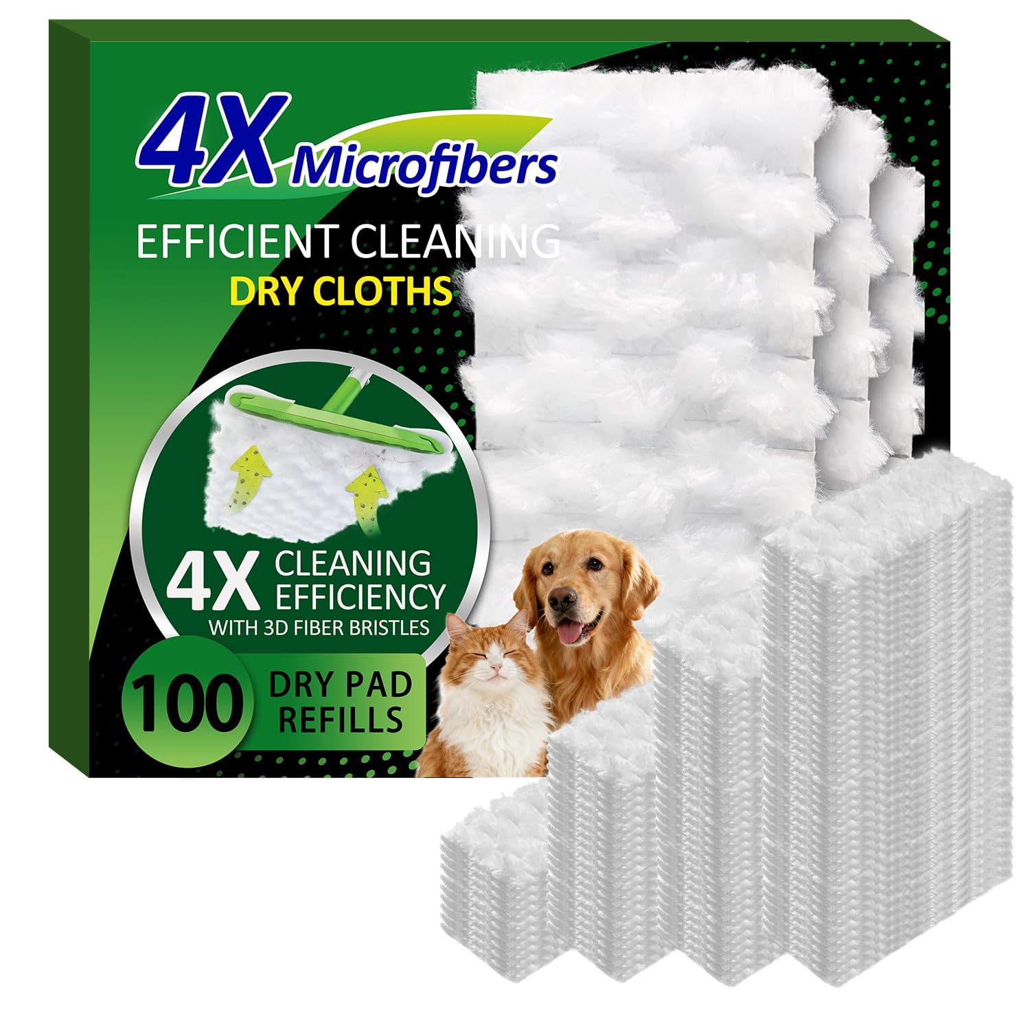 Photo 1 of 100 Dry Sweeping Cloths Compatible with Swiffer Sweeper Mop, Heavy Duty Dry Pads Refills, Cleaning Dust and Pet Hair, Disposable Pet Sweeper Mop Pads for All Purpose Multi Surface Floor Cleaning (100)