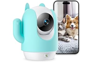 MaxiViz Pet Camera, 2K Indoor Security Camera, 360° Dog Camera with Phone App, Baby Monitor w/One-Touch Call, AI Motion Detection & Tracking, IR Night Vision, Cloud/SD Card Storage, 2.4GHz Wi-Fi, Blue