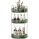 360° Rotating Makeup Organizer, Large-Capacity Skincare Make Up Storage 3 Tier Perfume Organizers Cosmetic Dresser Organizer with Makeup Brush Holder, Fits Bedroom, Bathroom, Vanity Shelf Countertop