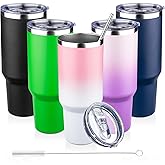 FristChoice 40 oz Tumbler with Lids and Straws Double Wall Vacuum Insulated Tumbler Cup,Stainless Steel Leak-proof Thermal Tumbler Powder Coated Travel Coffee Mug for Cold and Hot Drinks,Pink White