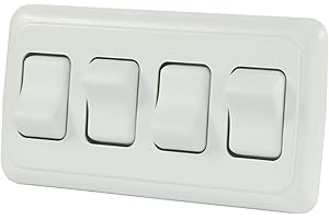 JR Products 12331 White Quad SPST On-Off Switch with Bezel