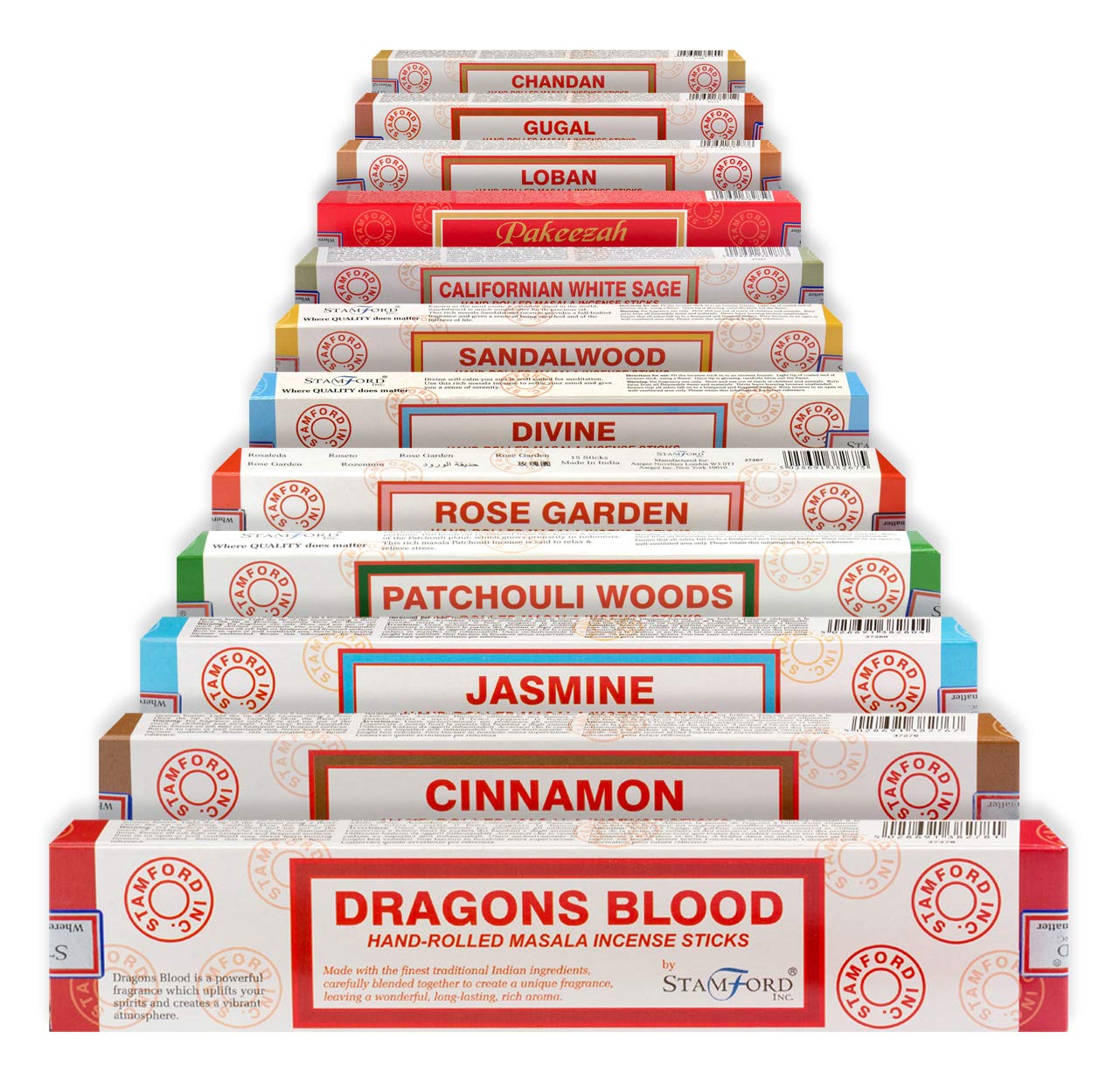 Stamford London 37363 Variety Set Hand Rolled Incense Sticks - 12 Packs