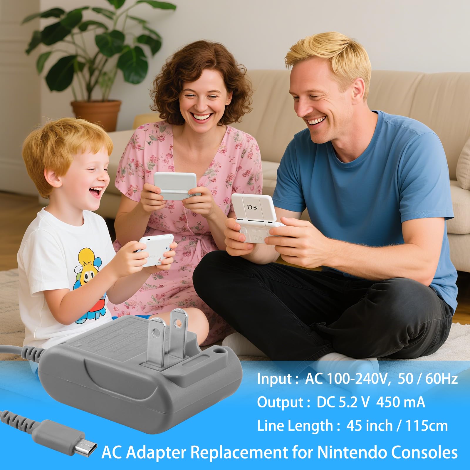 2 Pack DS Lite Charger Replacement for Nintendo DS Lite, Travel Charger Replacement AC Adapter Wall Plug (100-240v)
