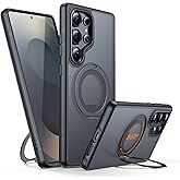 YFVLKEE Magnetic for Samsung Galaxy S25 Ultra Case with Stand [Compatible with MagSafe] [360° Rotatable Ring Holder Kickstand] [Military Grade Protection] Shockproof Phone Case for S25 Ultra, Black