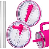 Replacement Lid for Stanley 40 oz and 64 oz Tumbler.Leak proof Flip Straw Lid Fit Stanley Cup Quencher H2.0 40 oz/64 oz and Stanley ProTour 40oz/64oz Tumbler.(Fuchsia,2-Pack)