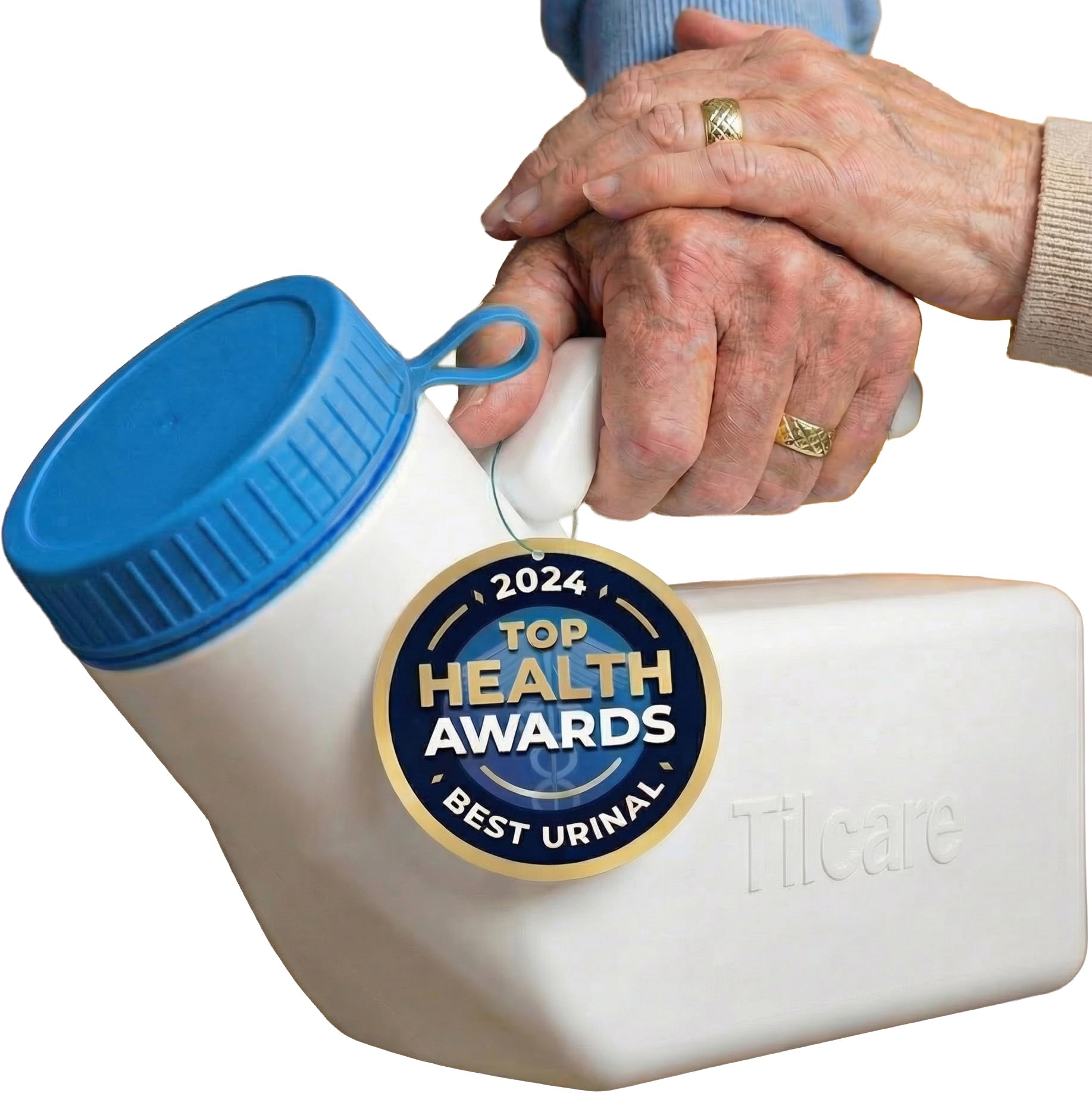 Urinals for Men Glow in The Dark Lid by Tilcare (1 Pack) - 32oz/1000mL Thick Plastic Mens Bedpan Bottle with Screw-on Lid - Spill Proof Urinary Chamber - Male Portable Travel Pee Bottles