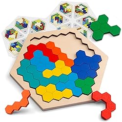 Coogam Wooden Hexagon Puzzle for Kid Adults - Shape