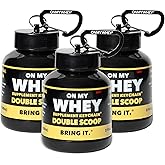 ONMYWHEY Protein Powder Container to Go - Travel Water Bottle Funnel for Mixes, Portable Pre Workout Supplement Containers & Dispenser Funnels, Mini Preworkout Supplements Holder Keychain Bottles