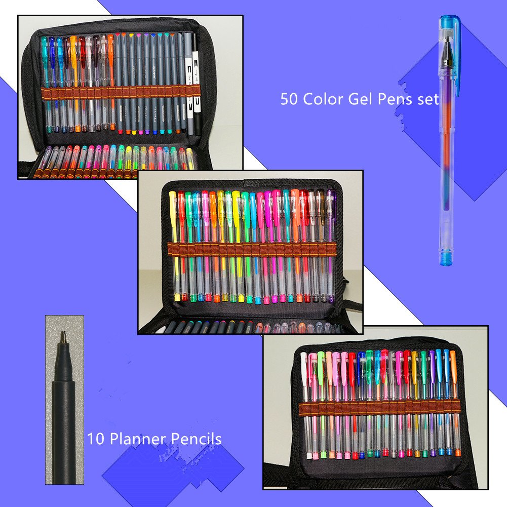 Southsun Art 122 Unique Color Pencils Include 50 Color Gel Pens Set 60 Dual Brush Pens 10 Fineliner Planner Pens 2 Touch Twin Markers for Bullet Journal Planner Adult Coloring Books Note Calendar
