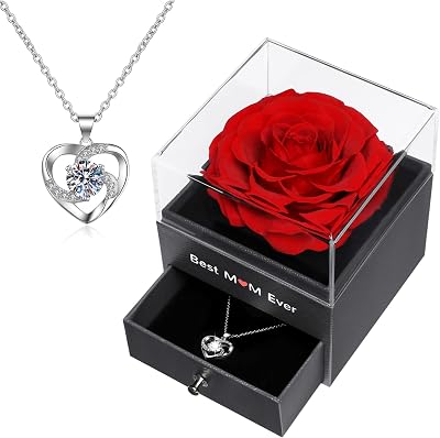 Miofula Preserved Real Rose & Necklace Gift for Mum - Best Mum Ever Box