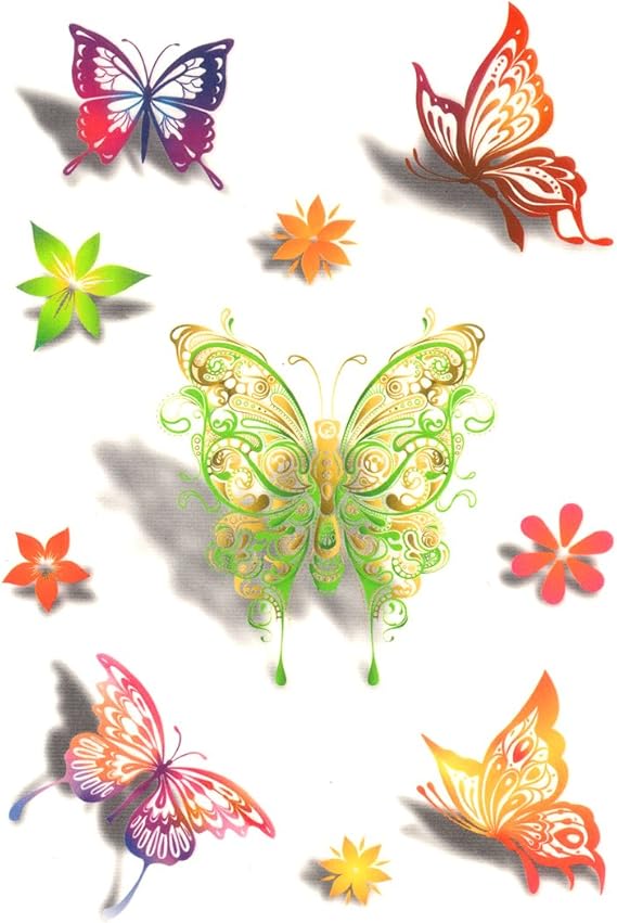 Amazon タトゥーシール 蝶 バタフライ 3d蓄光カラーアート Gt 3 Tattoo Seal ボディシール フェイクタトゥー タトゥシール刺青 トライバル ボディアート ボディジュエリー タトゥーシール 通販