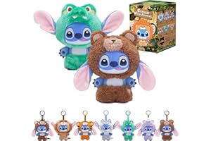 MINISO Disney Stitch Wild Animal Series Vinyl Plush Toy Surprise Box Figure Model Random Design Blind Box Toy Collectible Toy for Home Decor Birthday Gifts (Random One Figure)