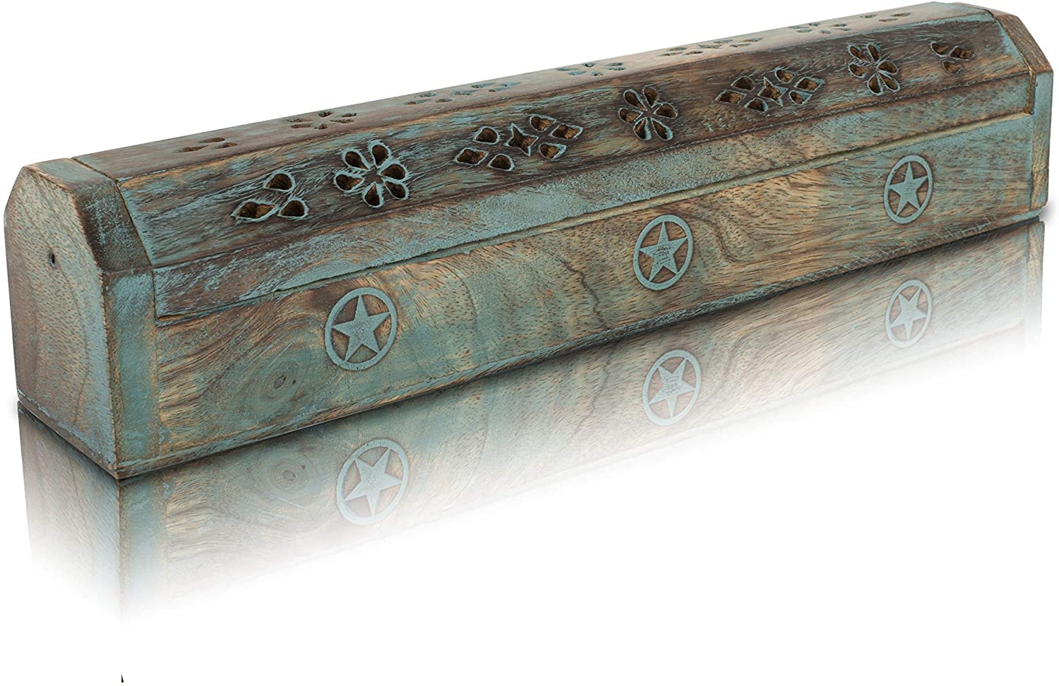 Wooden Incense Stick & Cone Burner Holder Coffin With Storage Compartment Organic Eco Friendly Ash Catcher Agarbatti Holder Rustic Style For Meditation Aromatherapy Home Fragrance Products