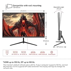 Gawfolk 27 inch 2K QHD(2560×1440) PC Screen, 165Hz