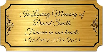 EDSG Personalised Engraved Memorial Plaque 2x4in Gold Design 3 with Adhesive
