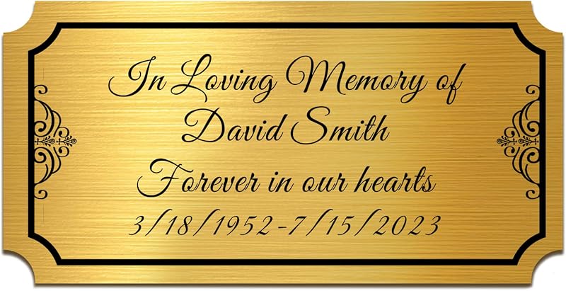 EDSG Personalised Engraved Memorial Plaque 2x4in Gold Design 3 with Adhesive
