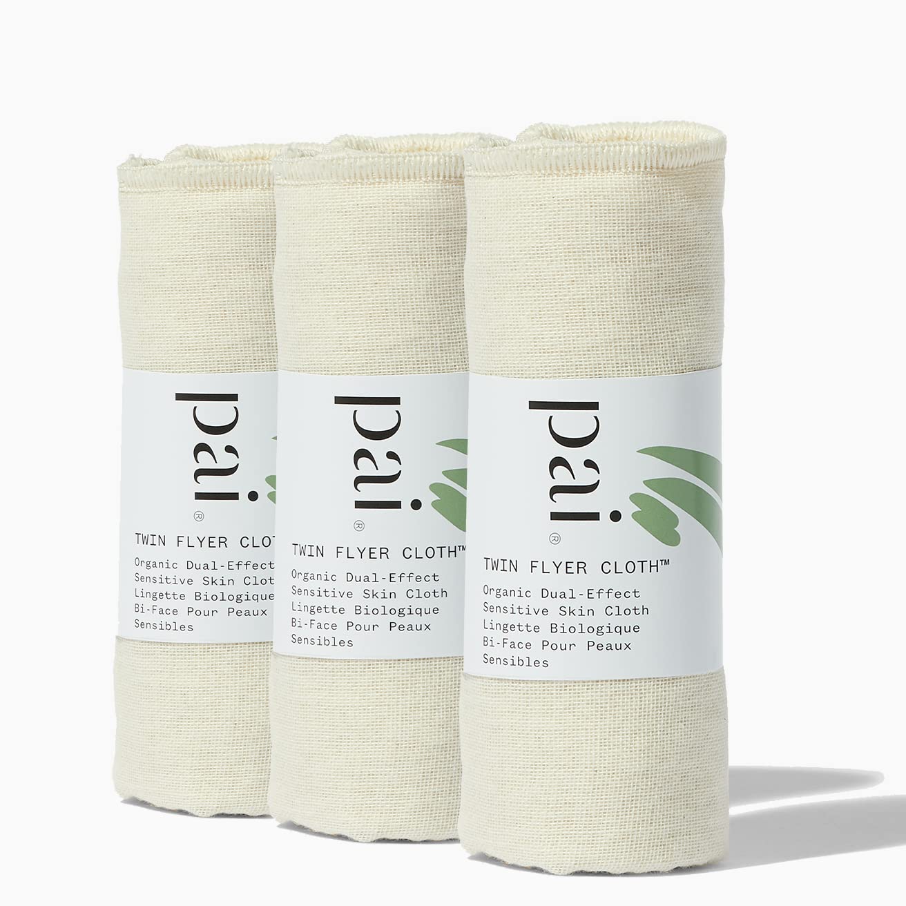Pai Skincare | Organic Muslin Face Cloths for Gentle Cleansing and Exfoliation, Reusable Skin Cleansing Wipe for Sensitive Skin. Twin Flyer Extra Gentle, Pack of 3