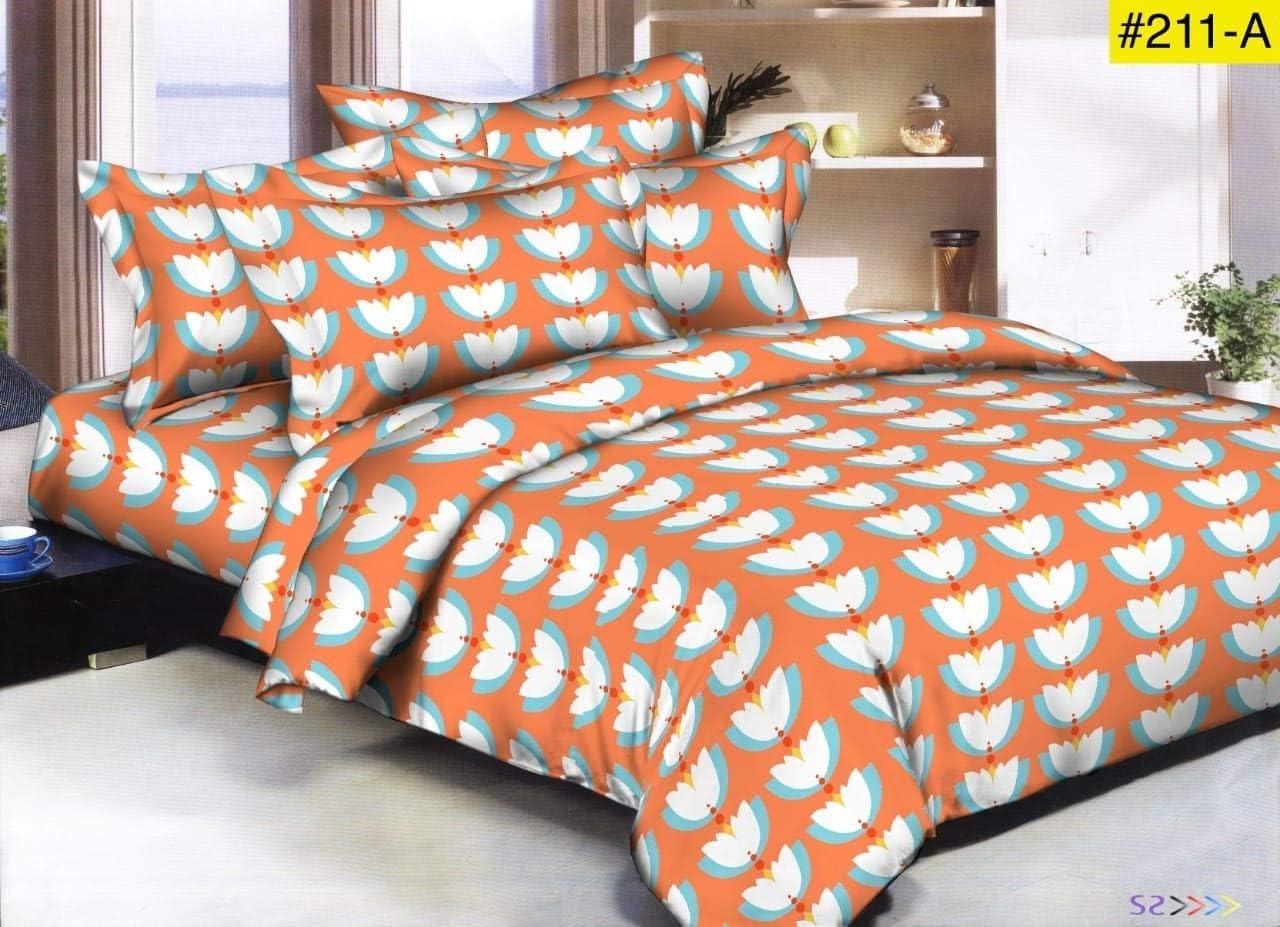 Shree Fashion Hub Soft Glace Cotton Double Bedsheet with 2 Pillow Cover (90 X 90 Inch, Multicolour)