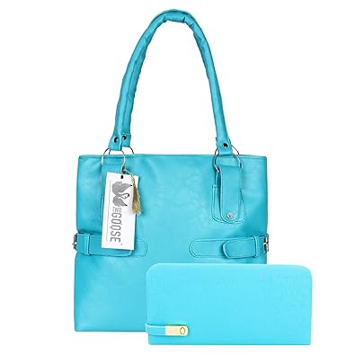 TWO GOOSE PU Leather Twin Handle Shoulder Tote Ladies Handbag Purse & Clutch Wallet Combo for Women & Girls for Casual, Outdoor, Party, Kitty, Travel, College, Office, Shopping & Gifting (Sea Green)