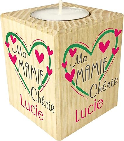 Gravure Events Bougie Personnalisee Ma Mamie Cherie Porte Bougie En Bois Personnalise Avec Le Prenom De Mamie Cadeau Noel Anniversaire Fete Des Grands Meres Cadeau Personnalisable Pour Mamy Amazon Fr