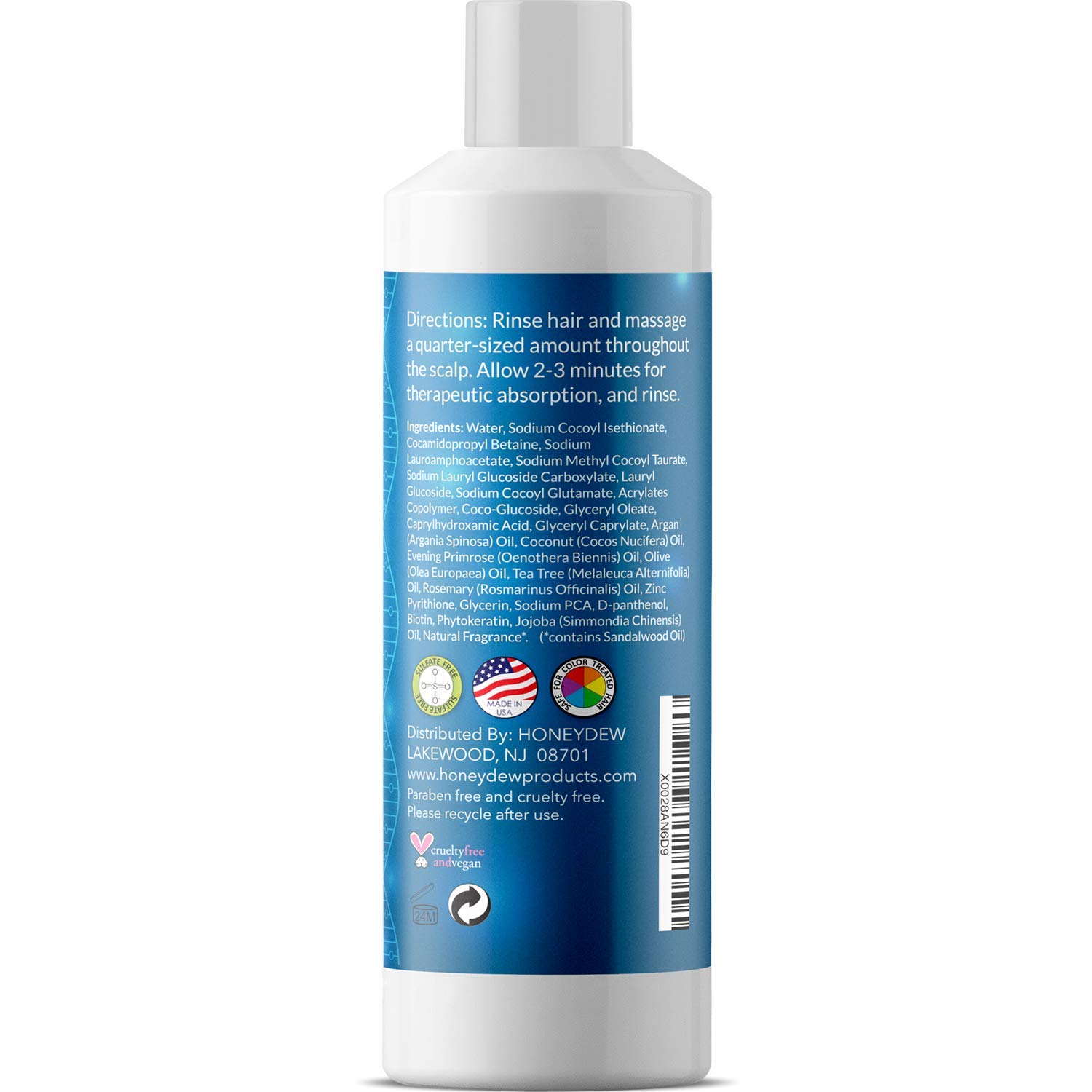Biotin Shampoo for Hair Growth and Volume - Hair Loss for Men and Women - Natural DHT Blocker - Thickening Shampoo for Fine Hair - Pure Anti Dandruff Oils - Sulfate Free for Color Treated Hair - 8 oz: Beauty