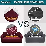 Granbest Premium Water-Repellent 2 Seater Sofa Cover Wine Red view 4