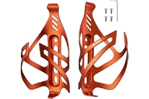 Corki Cycles Bike Water Bottle Holder Aluminum Alloy, Universal Bike Water Bottle Cage for Road, Mountain and Gravel Bikes -2 Pack - Orange