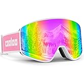 COOLOO Kids Ski Goggles, Kids Snowboard Goggles OTG Replaceable Lens Anti Fog & UV Protection Snow Goggles for Kids 3-14