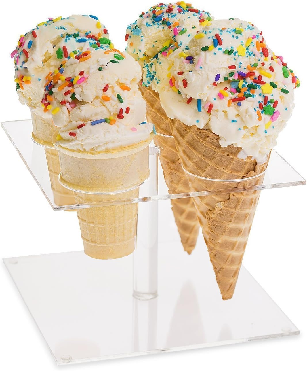 Deluxe 4 Ice Cream Cone Square Style Clear