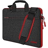 Hseok Laptop Shoulder Bag 15 15.6 16 Inch Briefcase, Compatible With MacBook Pro 16 inch 2025-2019 M4 M3 M2 M1, Mac 15.4", XPS 15 and Most 15-16'' Notebooks, Spill-Resistant Handbag, Black & Red