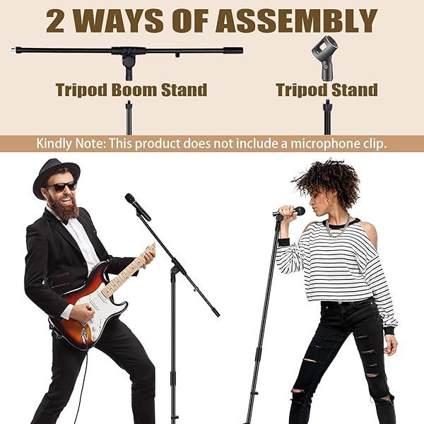 TELLEGLOWW 1 PCS MICROPHONE STAND TRIPOD BOOM ARM FLOOR PODIUM STUDIO MIC STAND ADJUSTABLE HEIGHT 75 INCHES, EXTENDS ARM TO 27 INCHES COMES WITH 3/8 INCH AND 5/8 INCH MOUNT ADAPTERS FOR SINGING