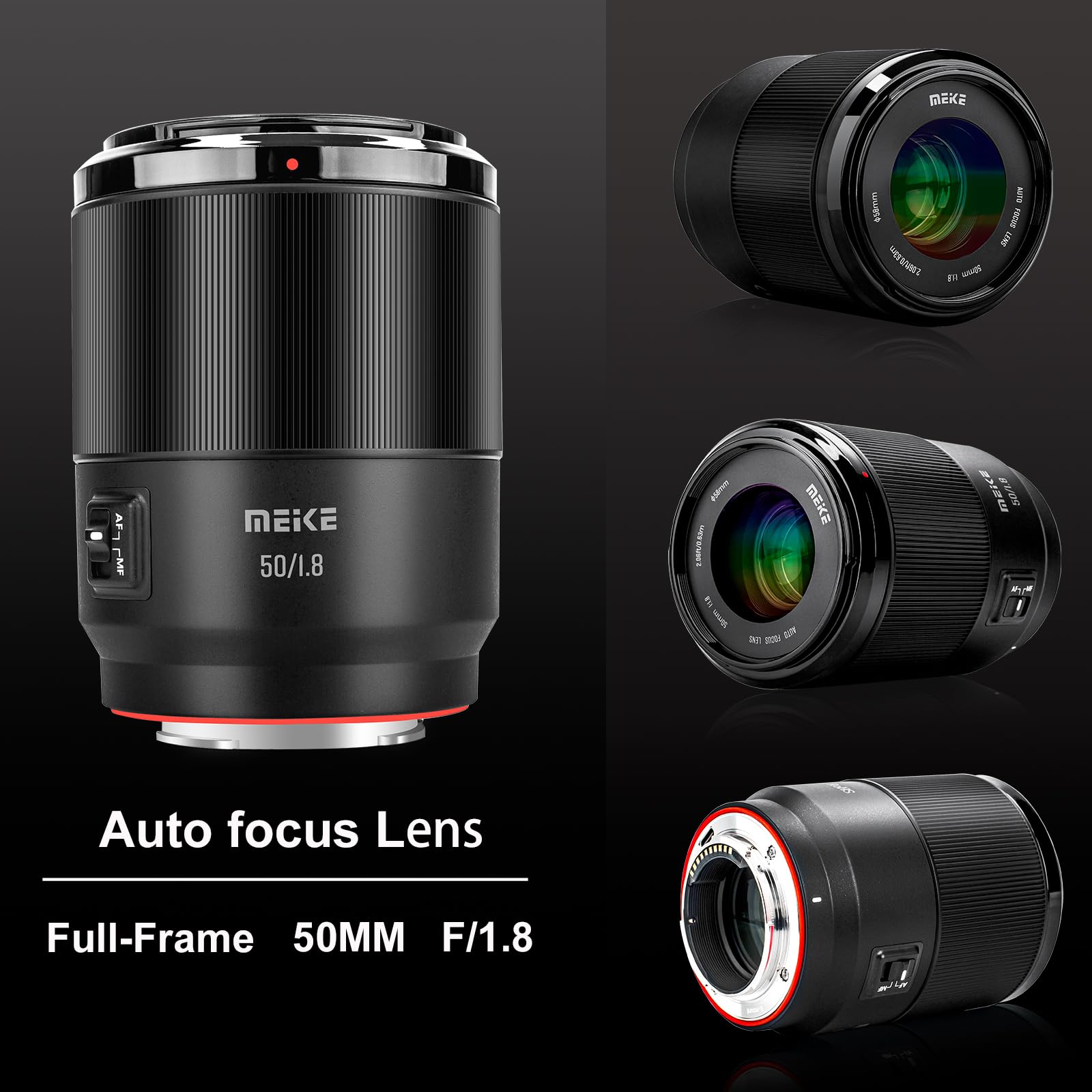 Meike 50mm F1.8 Full Frame AF STM(Stepping Motor) Lens Standard Aperture Auto Focus Fixed Prime Portrait Lenses for Sony E Mount Mirrorless Cameras A9 A7III A7II A7 A7R3 A7R4 A6500 A6300