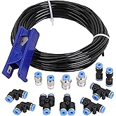 Hromee Air Line Tubing Kit, 5/32 Inch (3.97MM) OD x 32.8 Feet Polyurethane PU Tube and Push to Connect Fittings, 14 PCS Compr