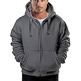 Zerenfy Hoodies for Men Heavyweight Sherpa Fleece Lined Sweatshirt Full Zip Up Thick Winter Coats Hooded Warm Jacket