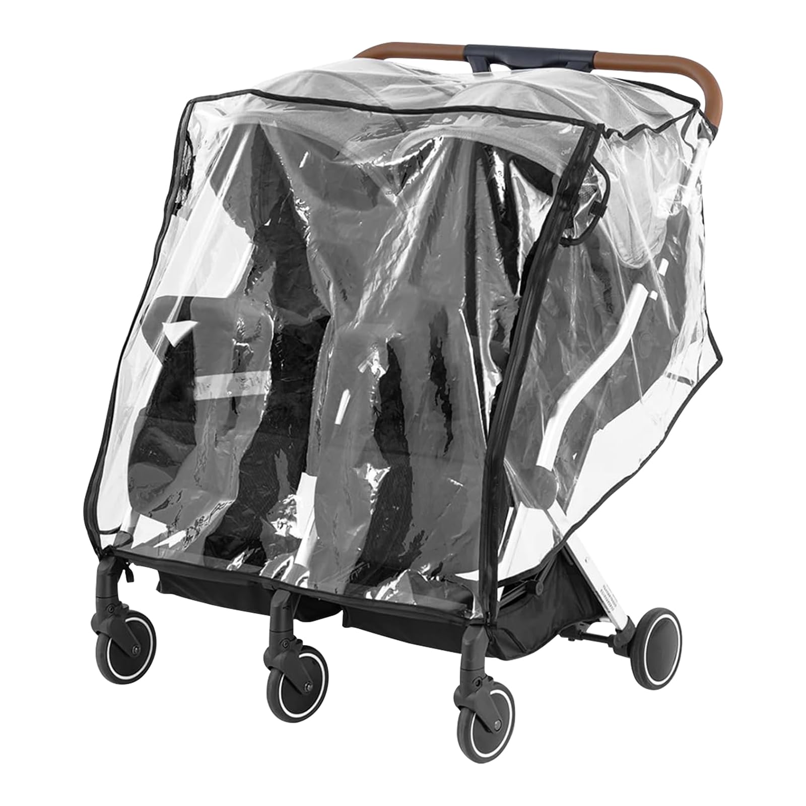 Double Stroller Rain Cover Universal Rain Cover for Pushchair Transparent Twins Stroller Rains Covers with Zipper Door Rainproof Pram Rains Covers for Side by Side Baby Strollers