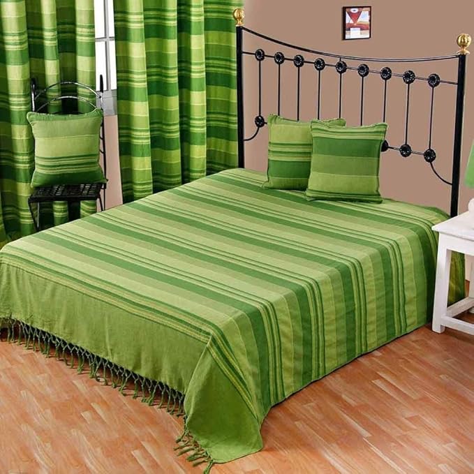 Homescapes waschbare Tagesdecke Sofaüberwurf XXL Überwurfdecke Morocco 255 x 360 cm in Streifen-Design aus 100% reiner Baumwolle in grün