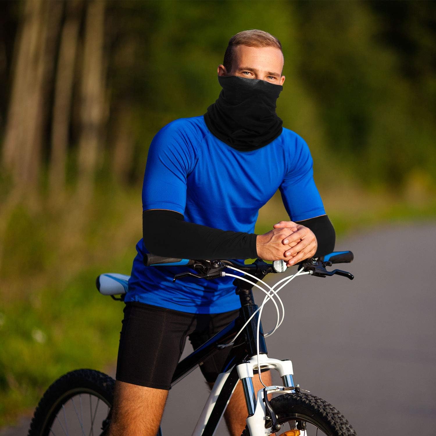 3 Set Faces Arm Cover Sleeves Bandana Sun Protection Neck Gaiter Balaclava Dust Protection Breathable: Clothing